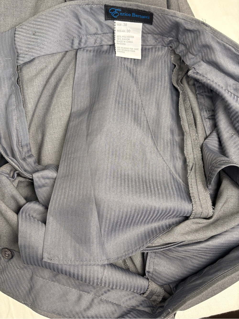 Men's Dress Pants — Dark Gray Tailored Flat Front - Picture 11 of 12